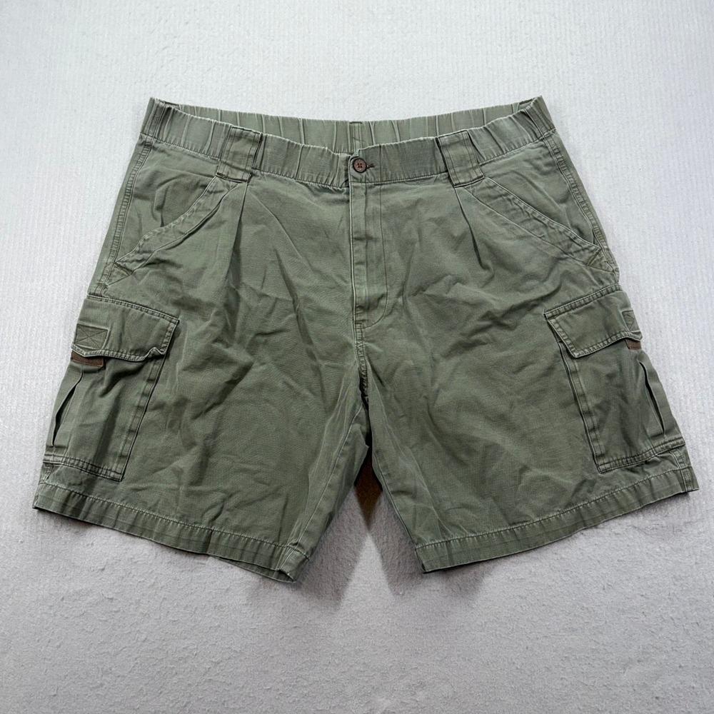 Ocean Pacific Cargo Shorts Mens Large Green Cotton Canvas Elastic Waist Casual